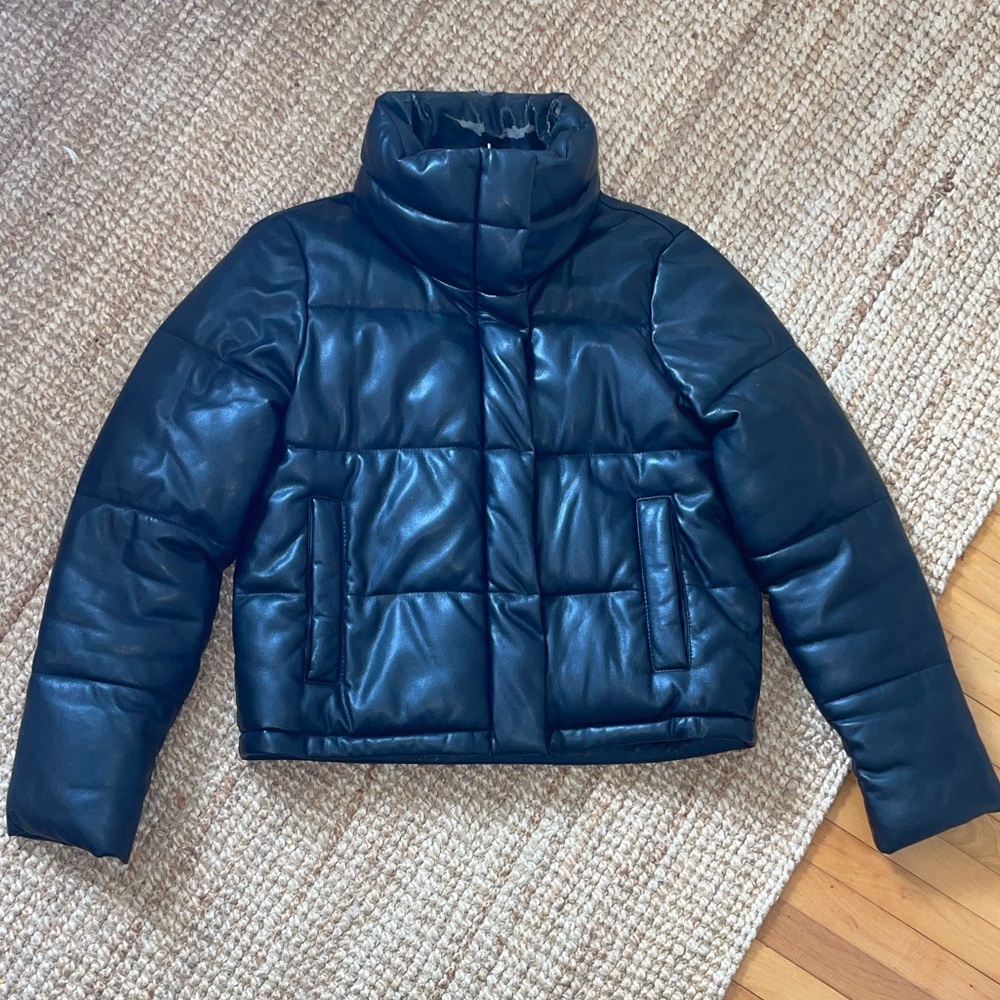 Abercrombie & Fitch | Vegan Leather Mini Puffer Jacket